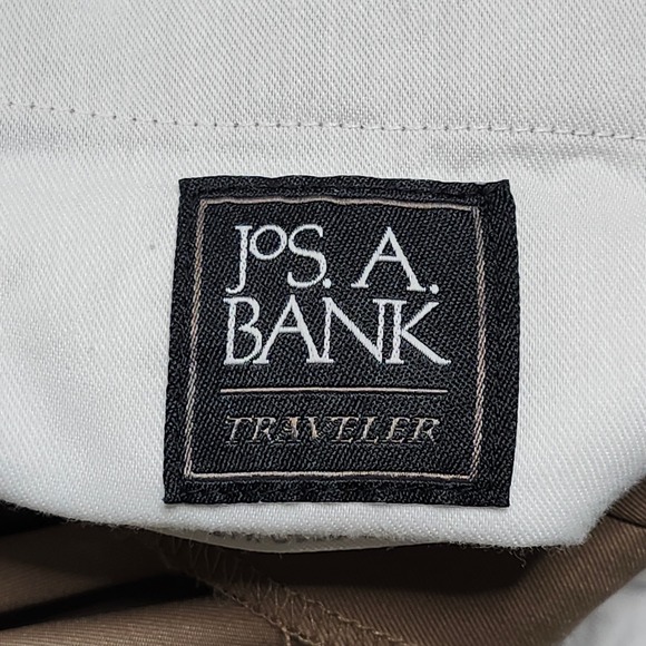 Jos A Bank Dress Pants Mens 40x29 Traveler Tailored Fit Beige Comfort Waist - Picture 10 of 11